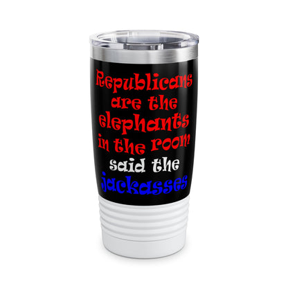 donkeys and elephants - Ringneck Tumbler, 20oz (black)