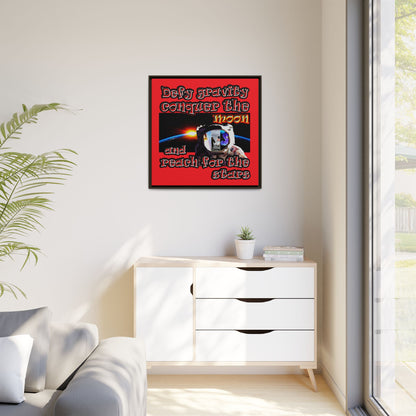 defy conquer reach - framed canvas art (red)