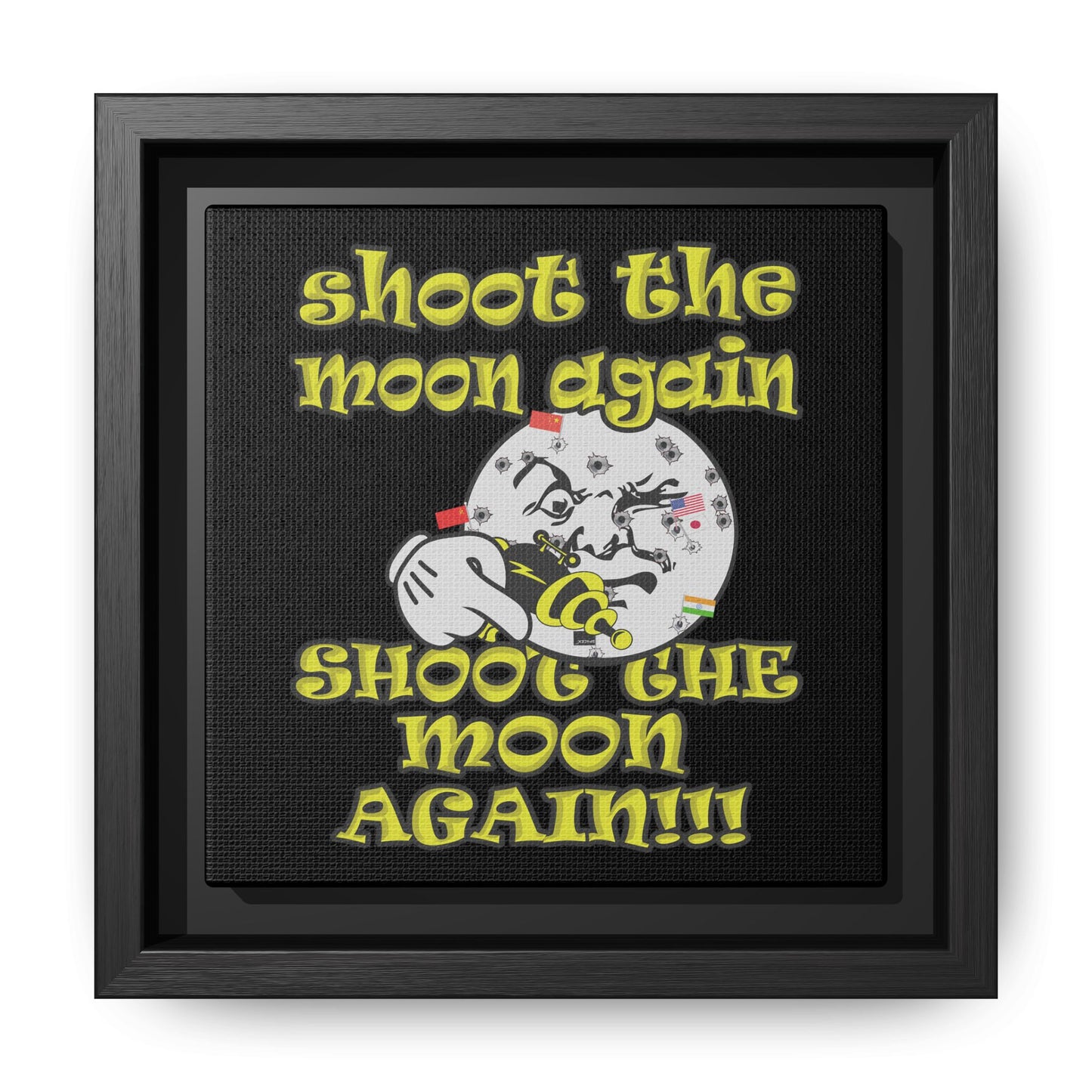shoot the moon again - framed canvas art (black)