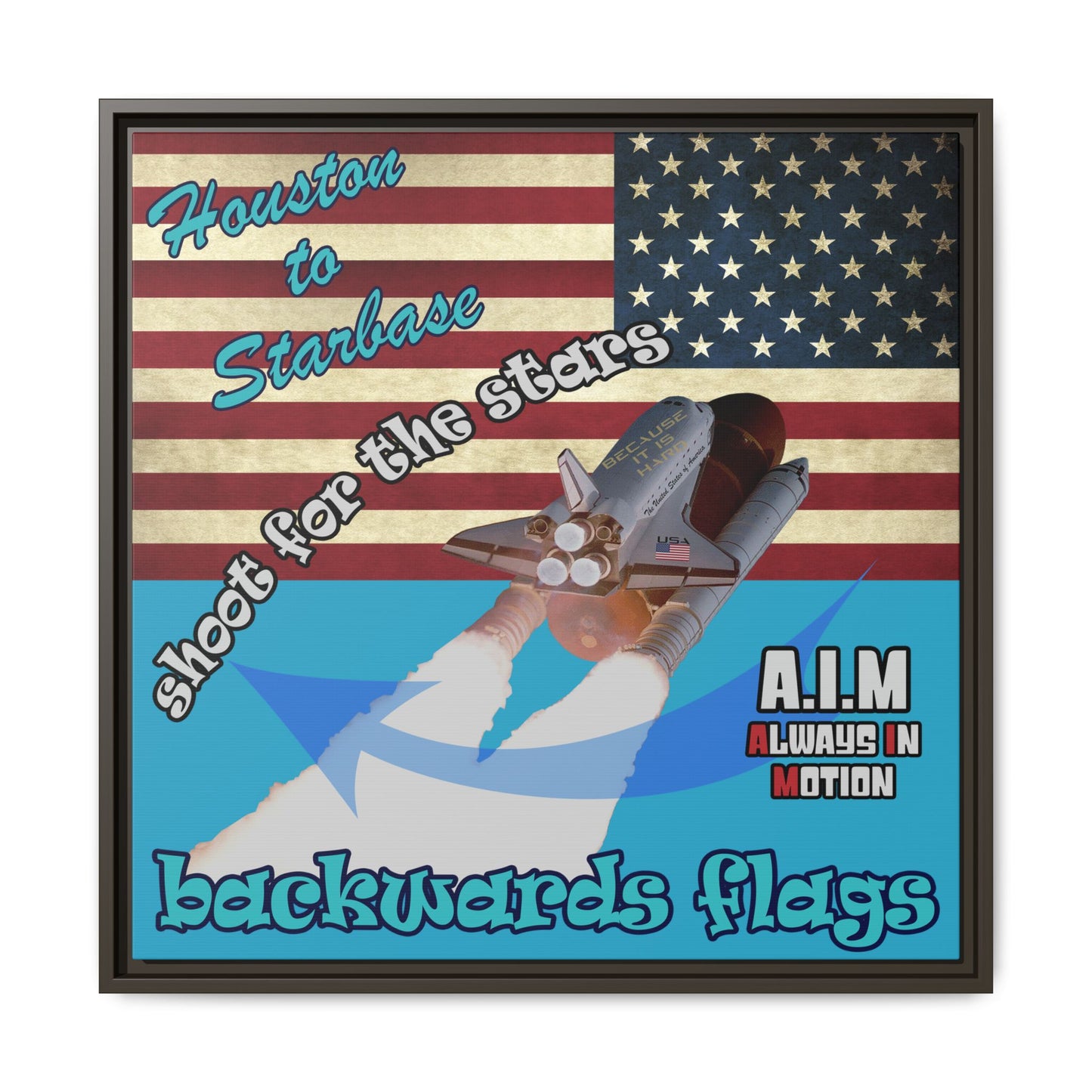 shoot for the stars - framed canvas art (turquoise)
