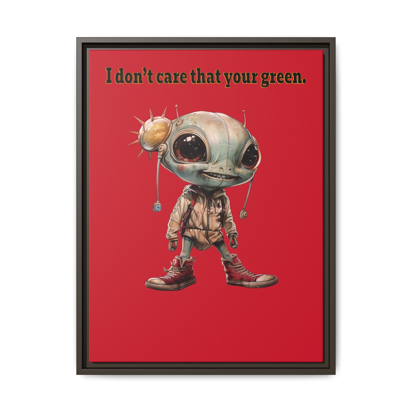 I don't care that your green - framed canvas art (dark red)