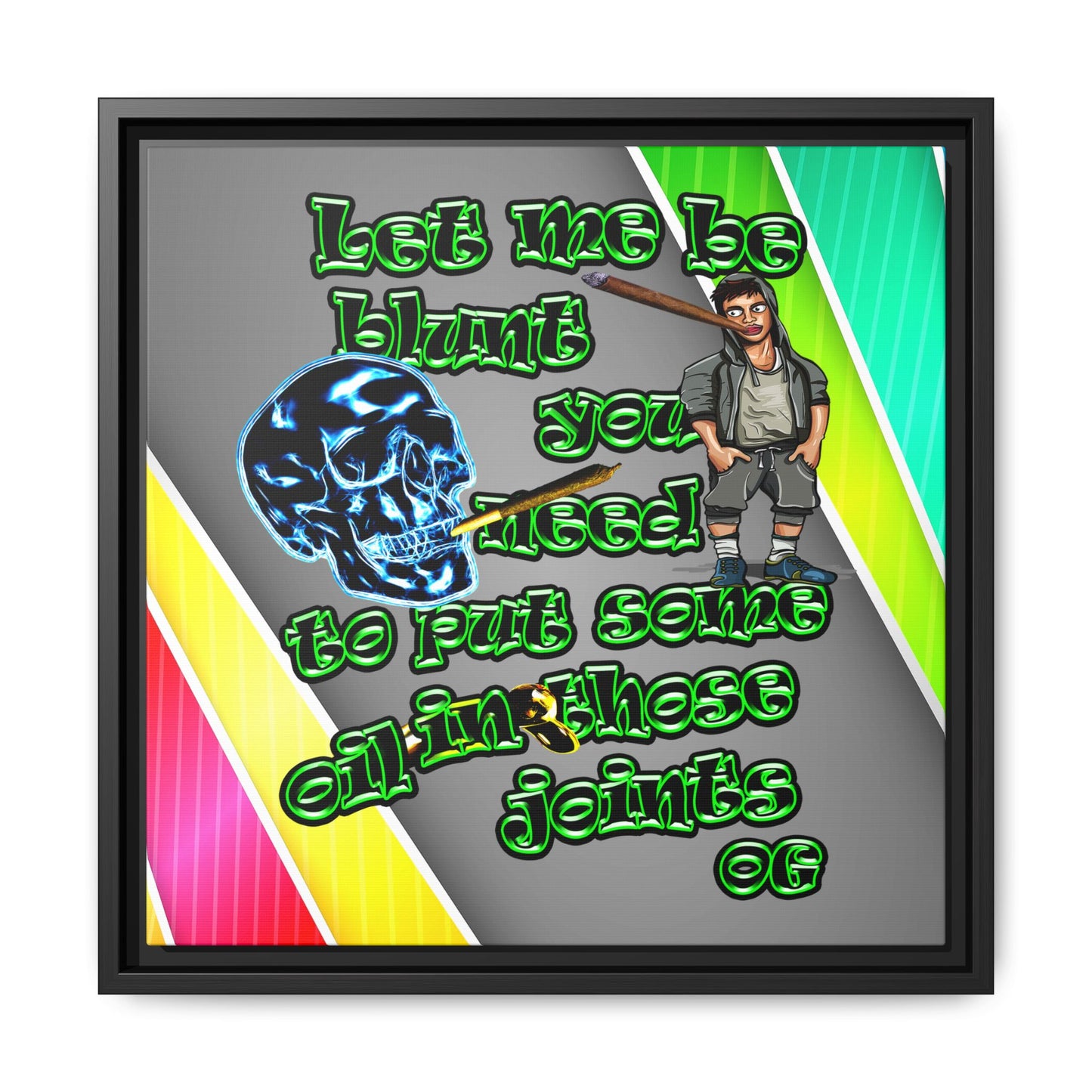og - framed canvas art (rainbow split)