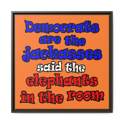 donkeys and elephants - framed canvas art (crusta)