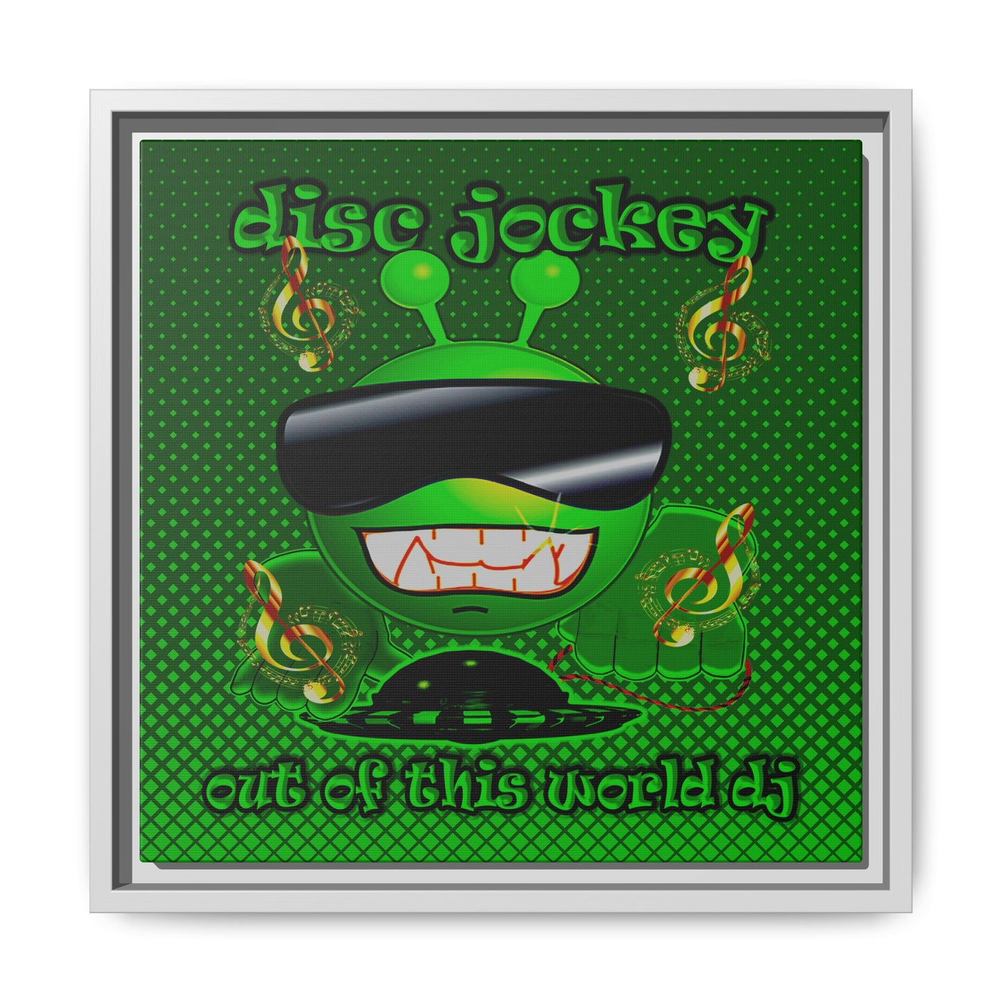 disc jockey - framed canvas art (logo green)