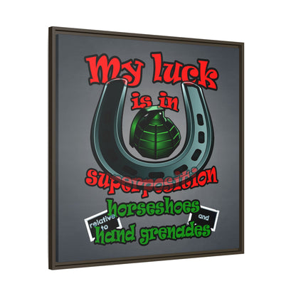 my luck - framed canvas art (grey-light grey)