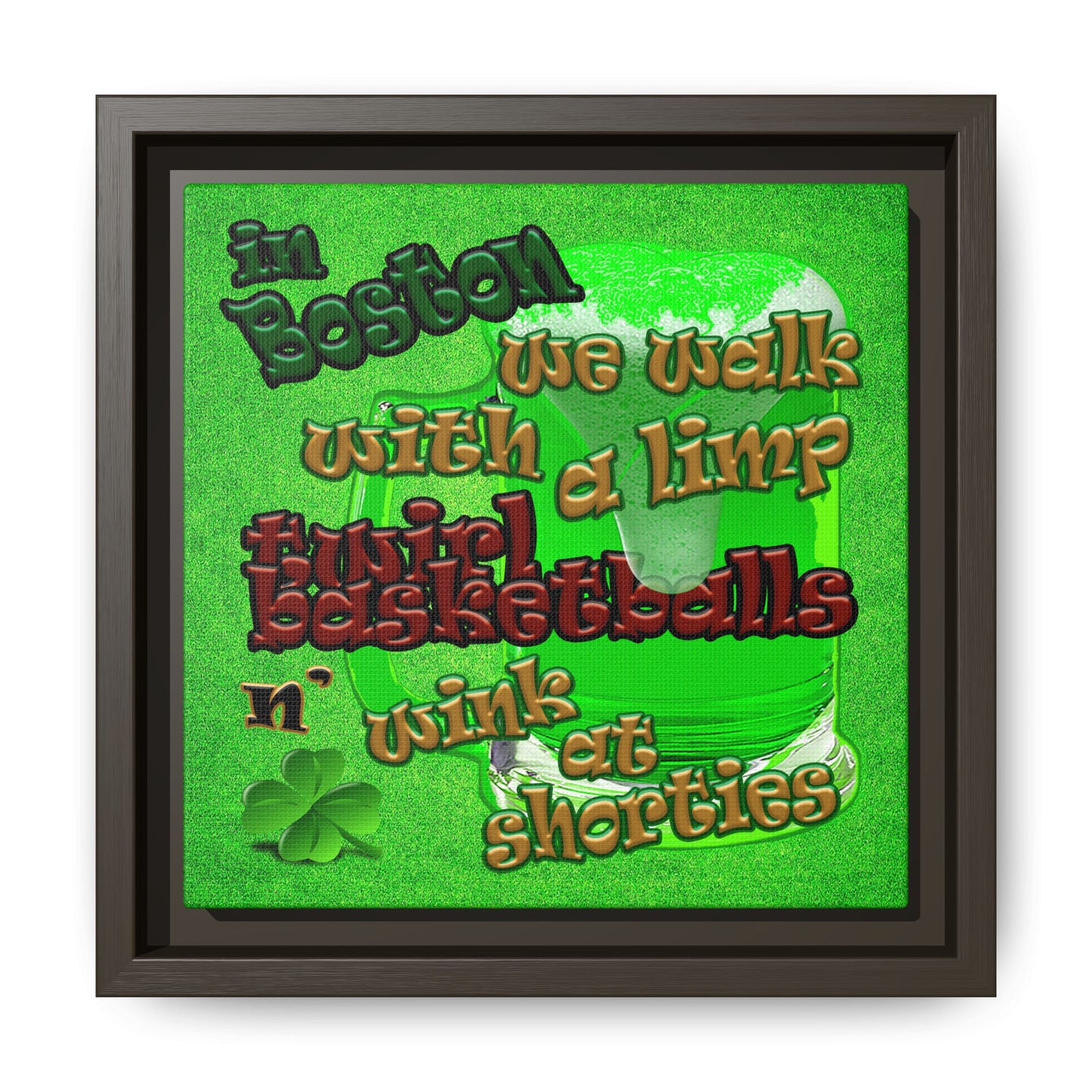 celtics logo - framed canvas art (green turf)