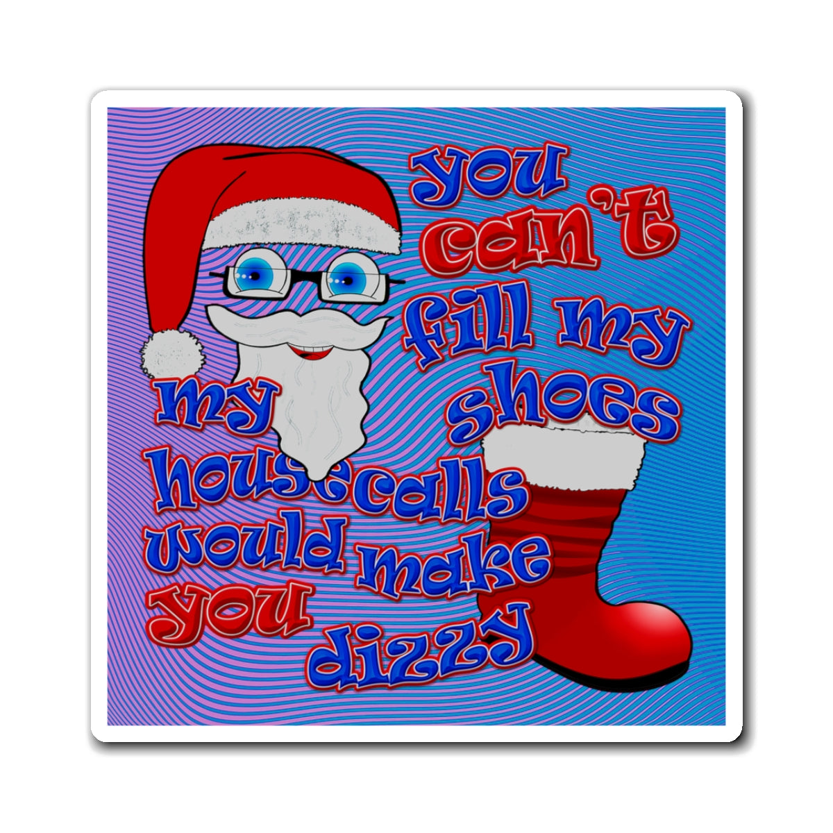 santa's shoes - Magnets - (light blue-purple wave)