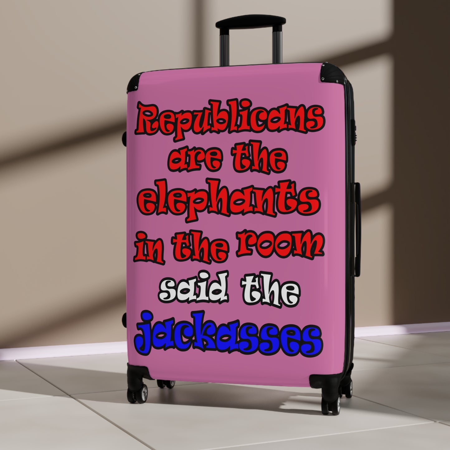 donkeys and elephants - Suitcase (light pink)
