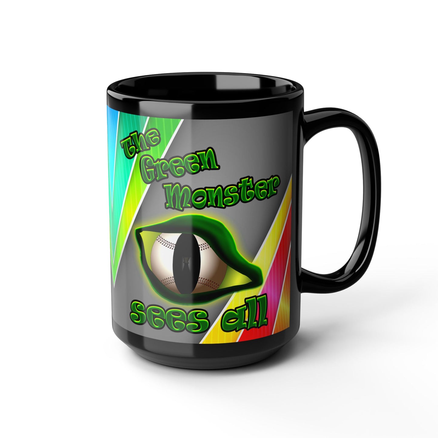 green monster - Black Mug (rainbow split)