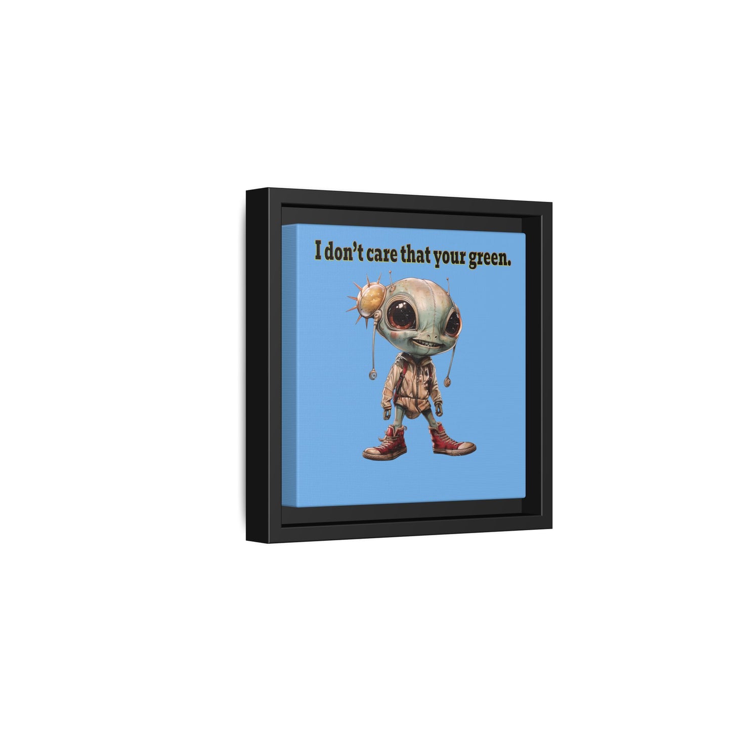 I don't care that your green - framed canvas art (light blue)