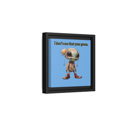 I don't care that your green - framed canvas art (light blue)