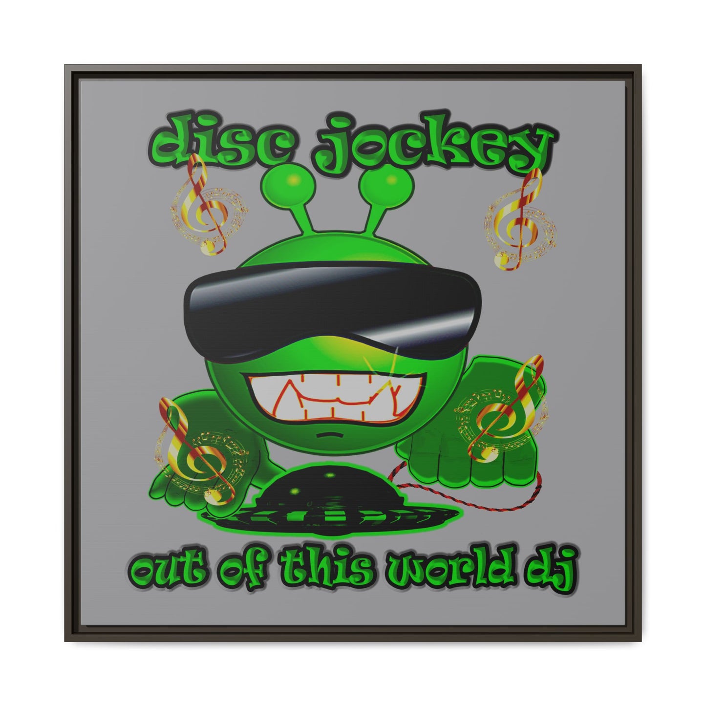 disc jockey - framed canvas art (grey)