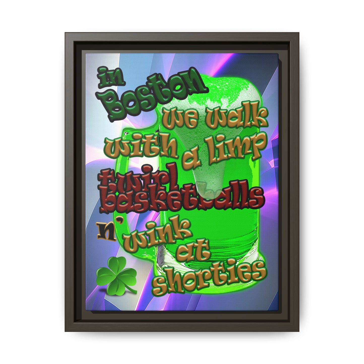 celtics logo - framed canvas art (grey-pink wave)