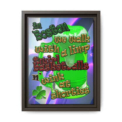 celtics logo - framed canvas art (grey-pink wave)