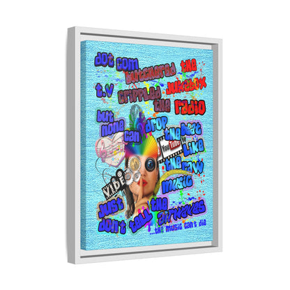 drop the beat - framed canvas art (faded blue)