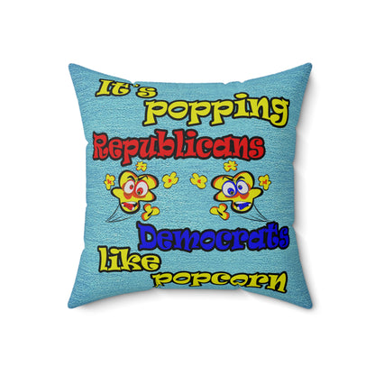 popping like popcorn - Spun Polyester Square Pillow - (faded dark blue)
