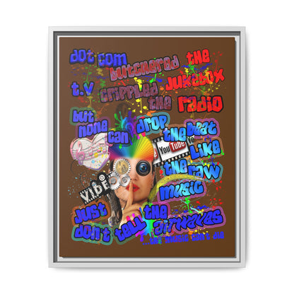 drop the beat - framed canvas art (brown)