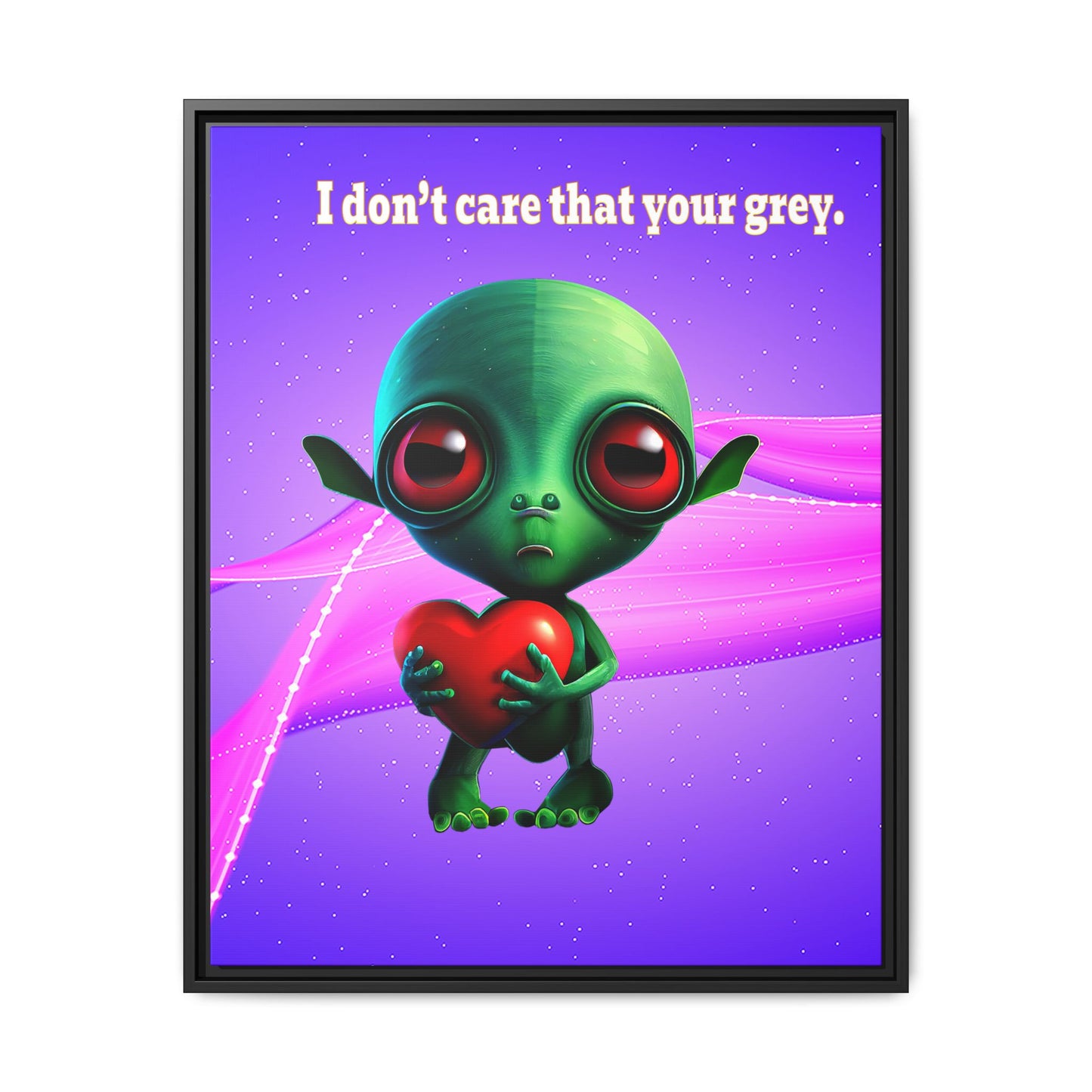 I don't care that your grey - framed canvas art (purple-pink wave)