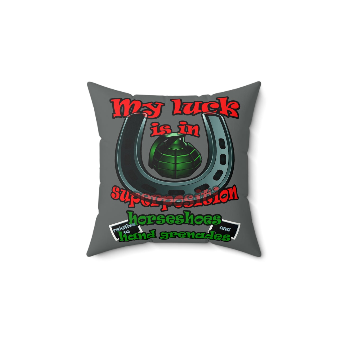 my luck - Faux Suede Square Pillow - (dark grey)