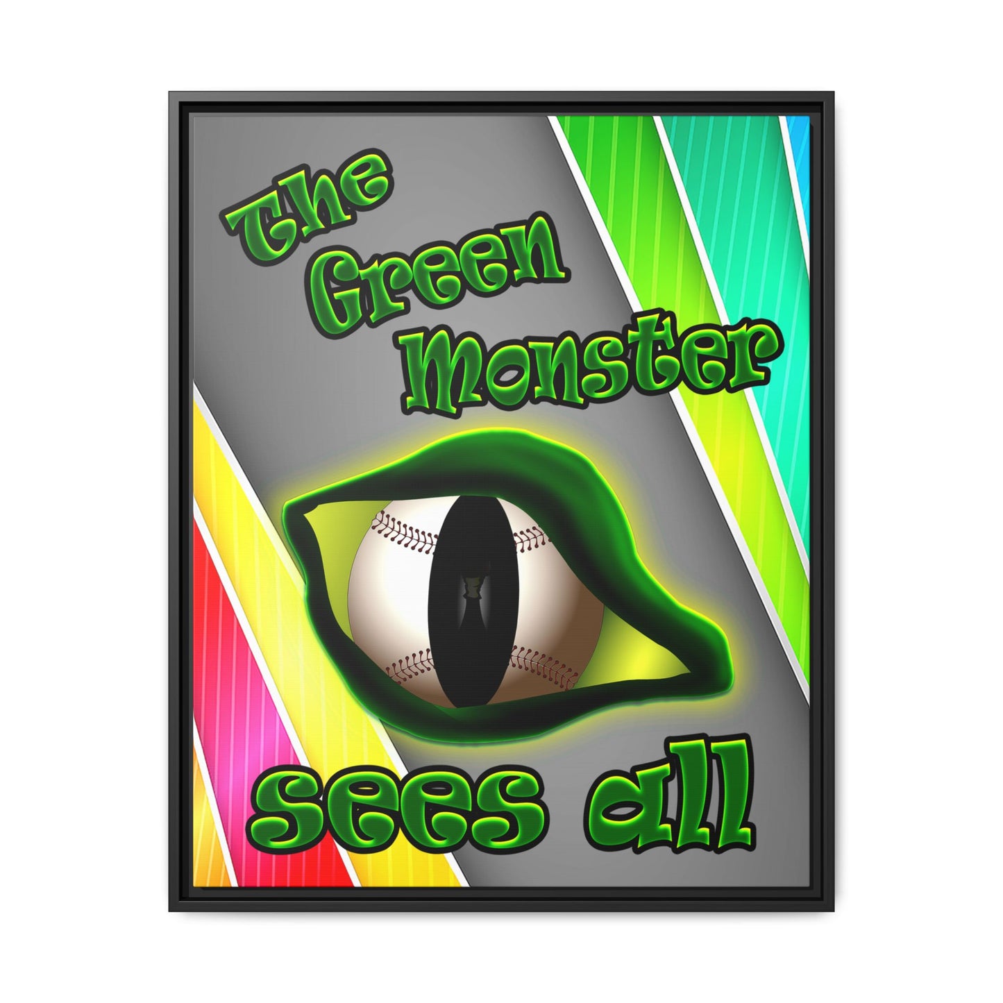 green monster - framed canvas art (rainbow split)