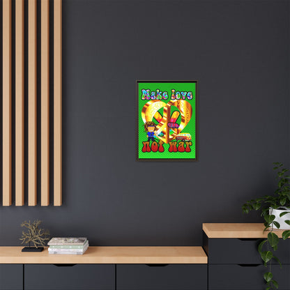 love peace - framed canvas art (logo green)