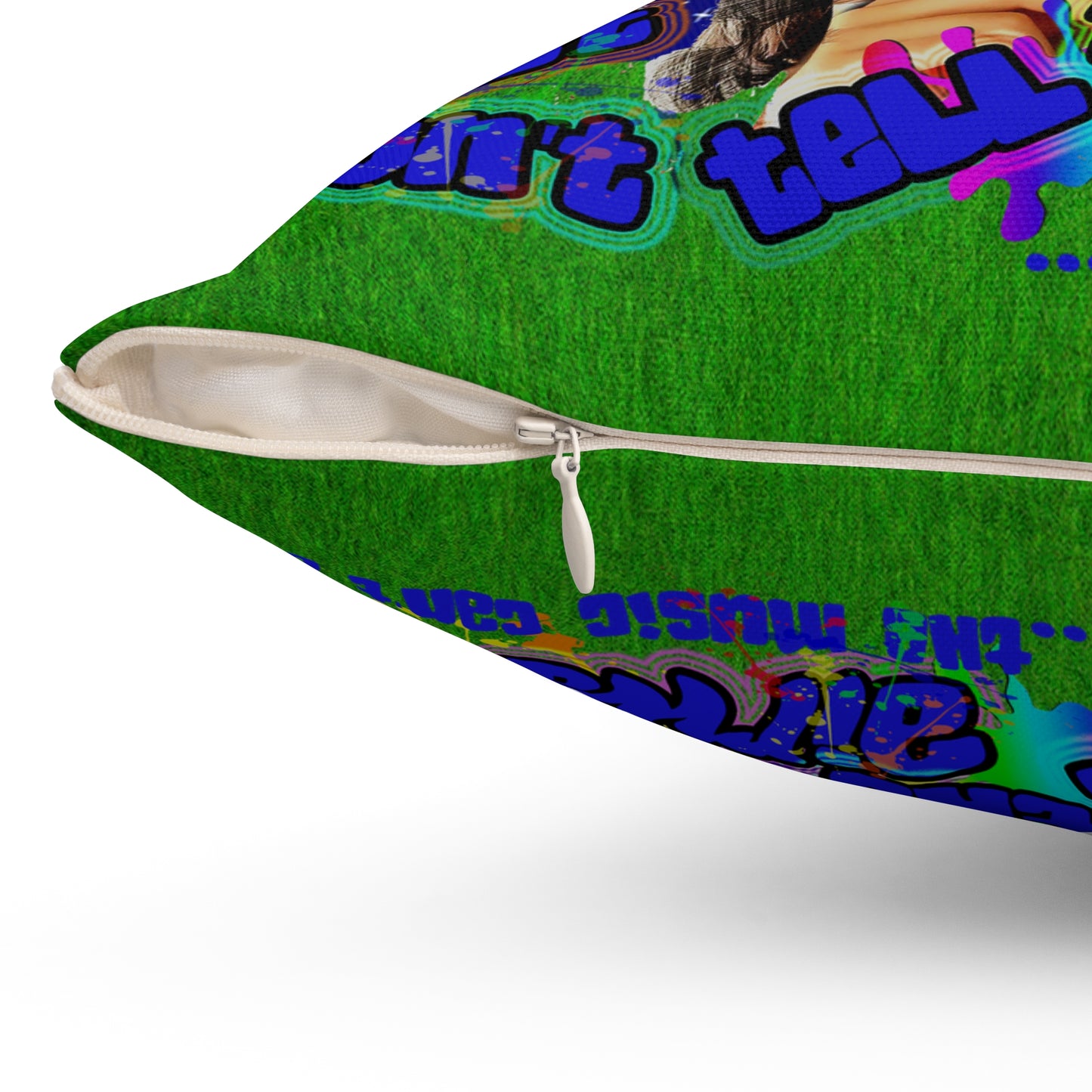drop the beat - Spun Polyester Square Pillow - ('snoops' background)