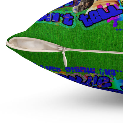drop the beat - Spun Polyester Square Pillow - ('snoops' background)
