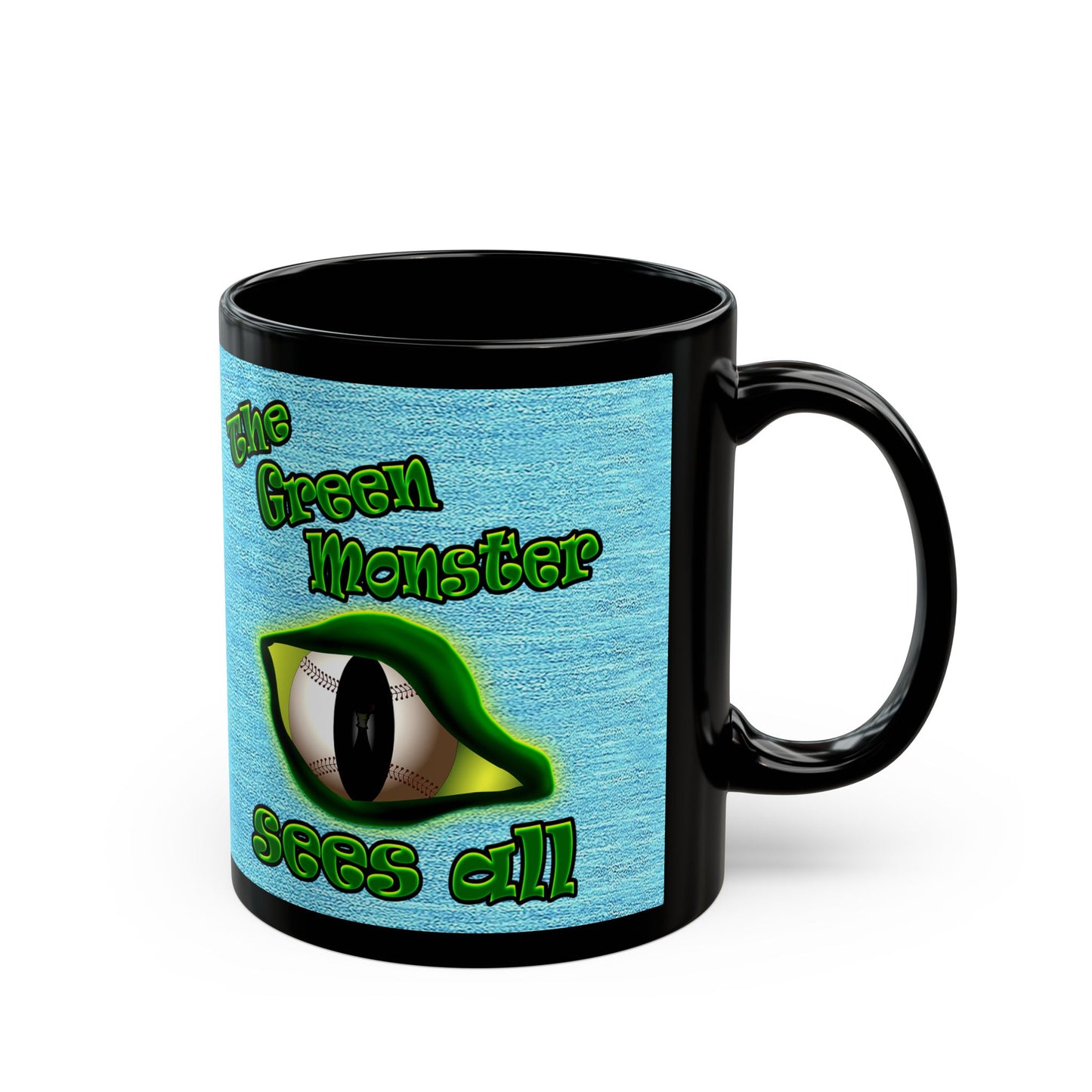 green monster - Black Mug (faded blue)