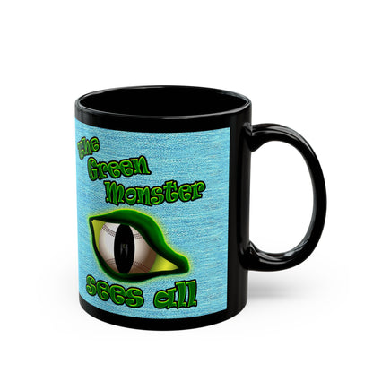green monster - Black Mug (faded blue)