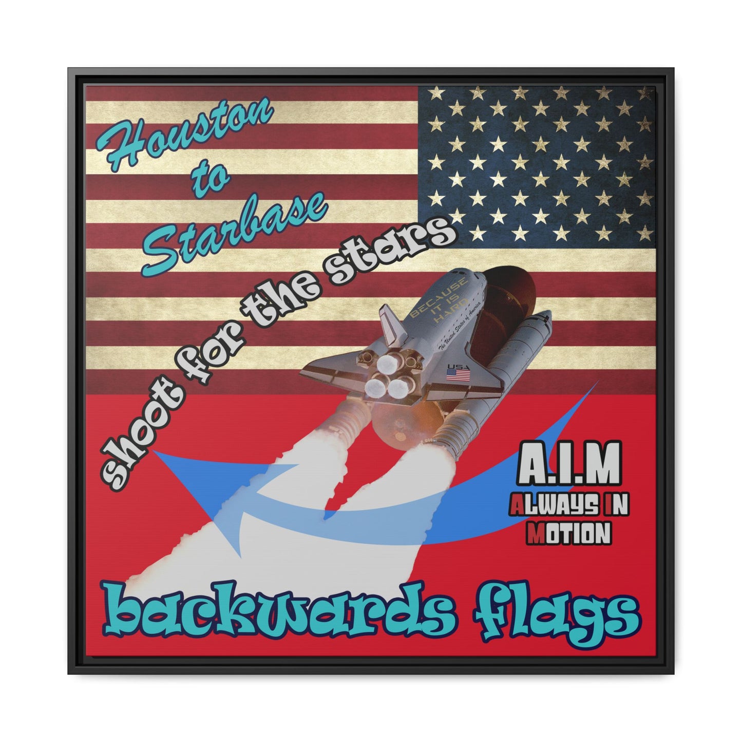 shoot for the stars - framed canvas art (dark red)