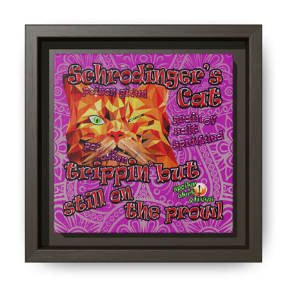 schrodinger's cat - framed canvas art (pink swirl)