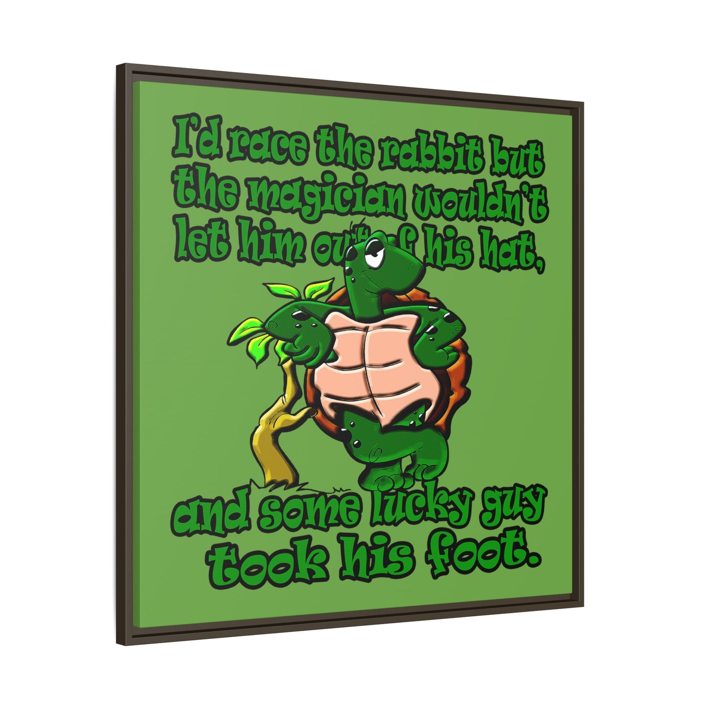 turtle race - framed canvas art (green)