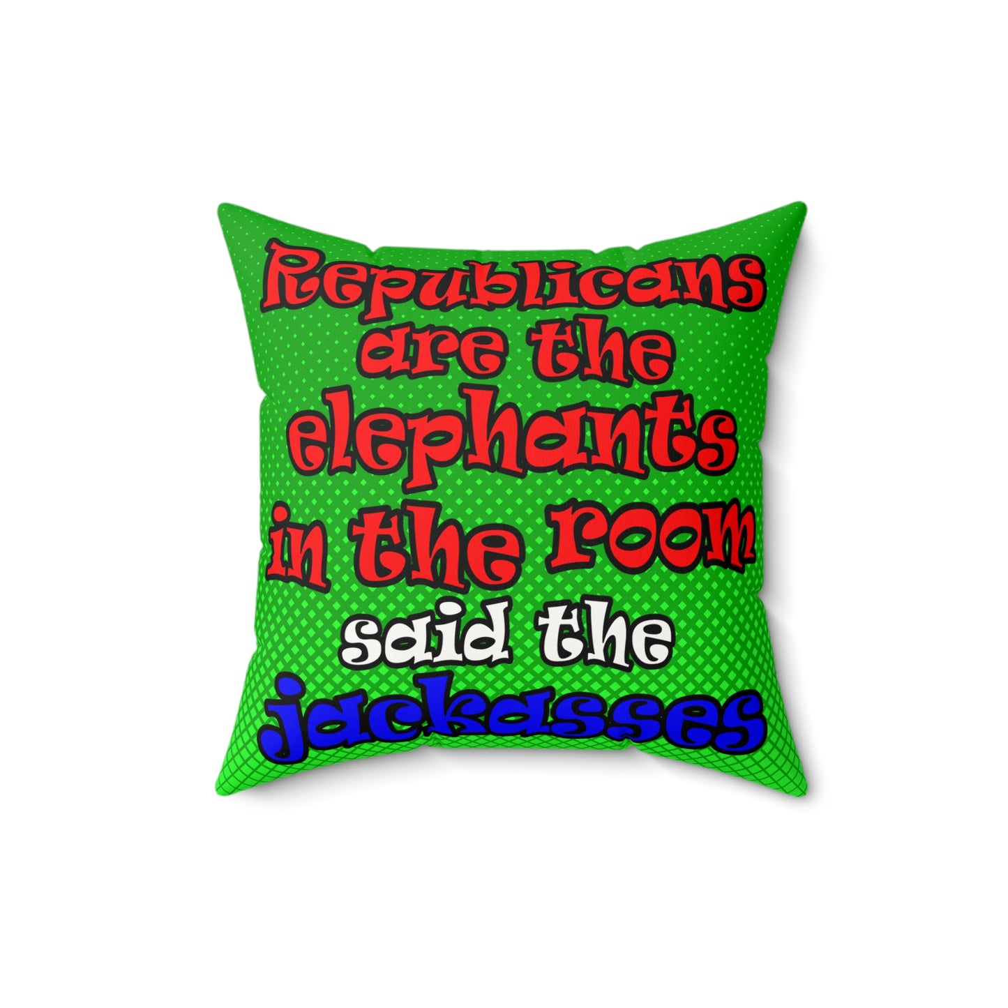 donkeys and elephants - Faux Suede Square Pillow - (logo green)