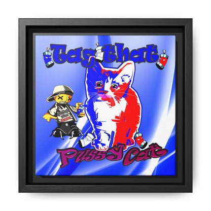 tag that - framed canvas art (blue-white wave)