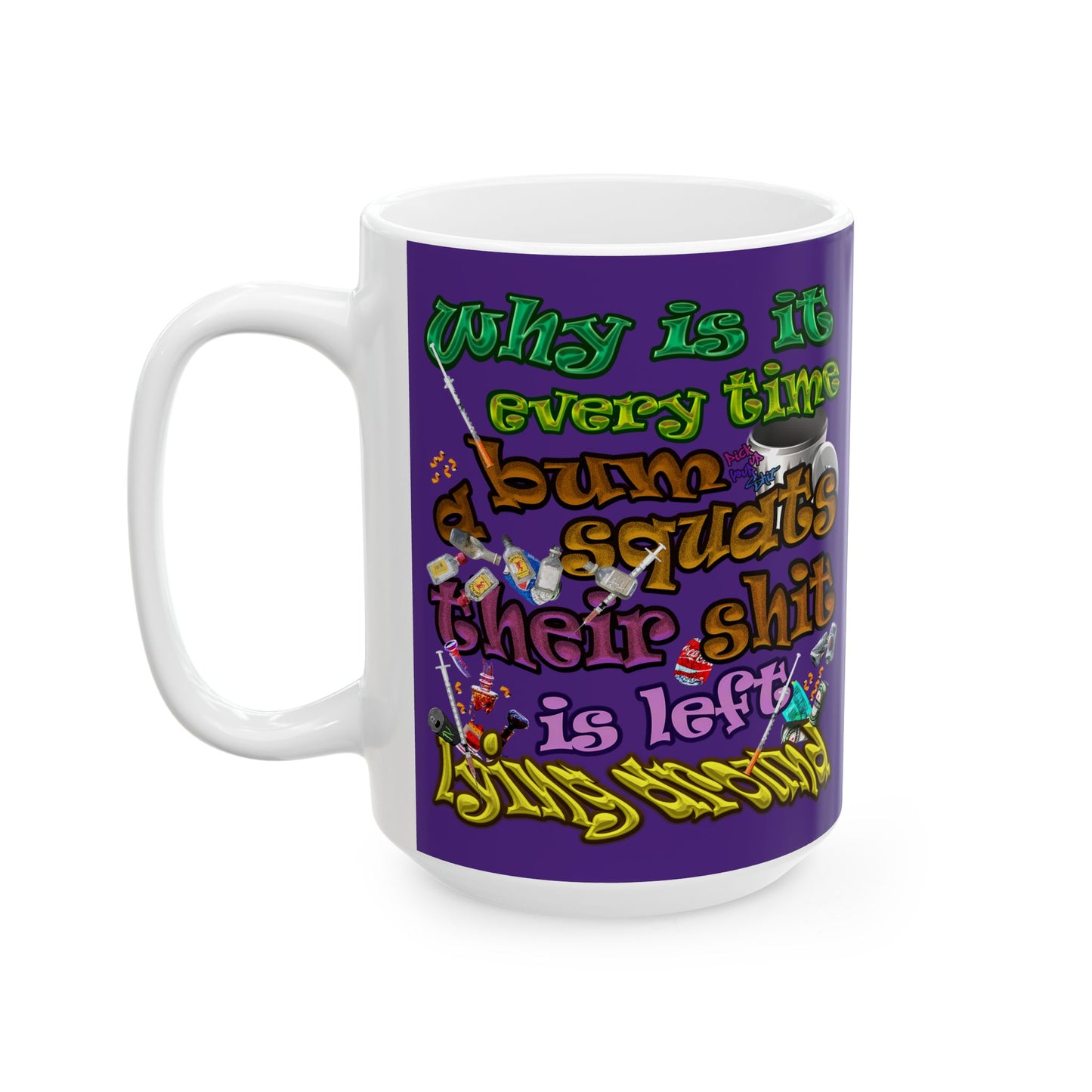 the bum's shit - White Mug (purple)