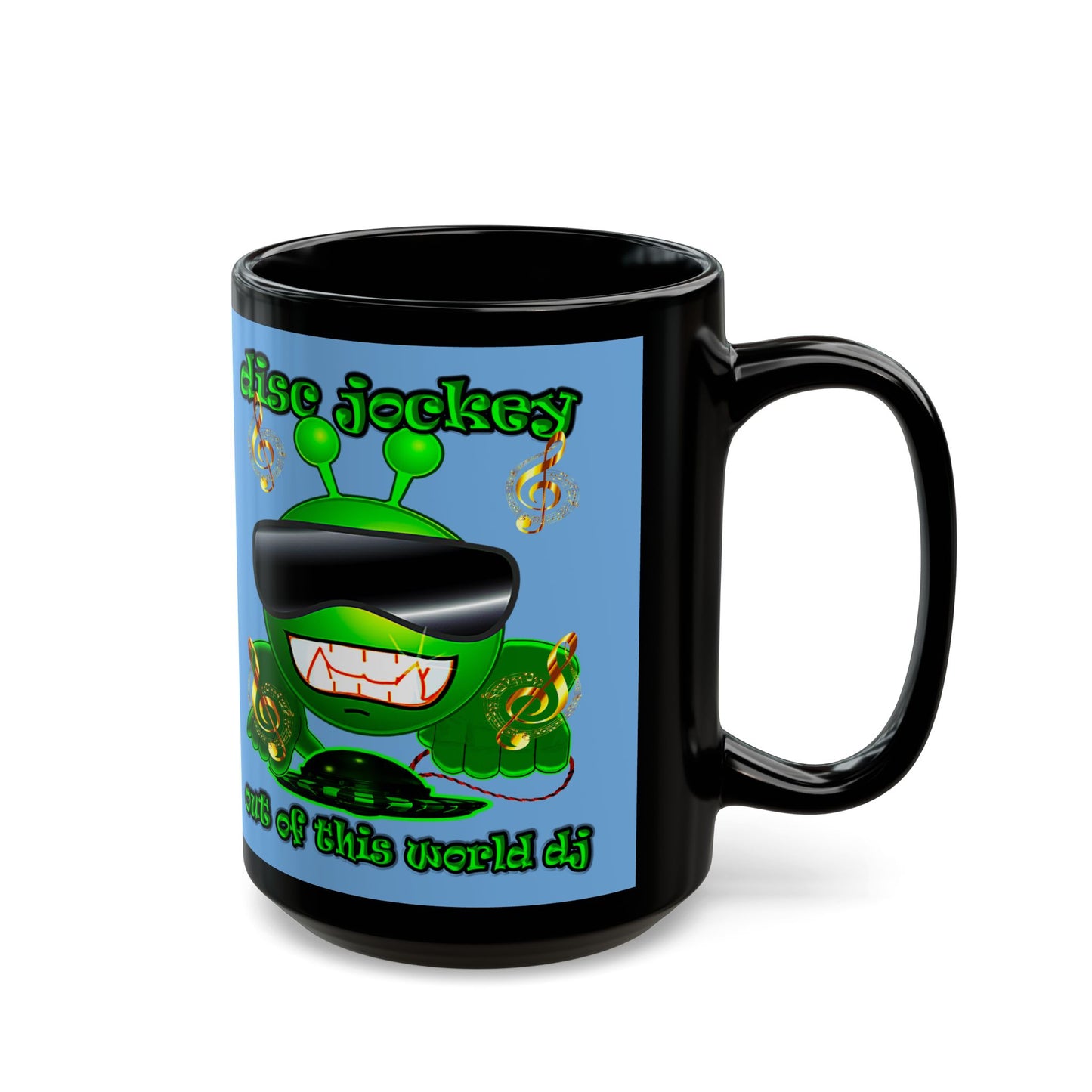 disc jockey - Black Mug (light blue)
