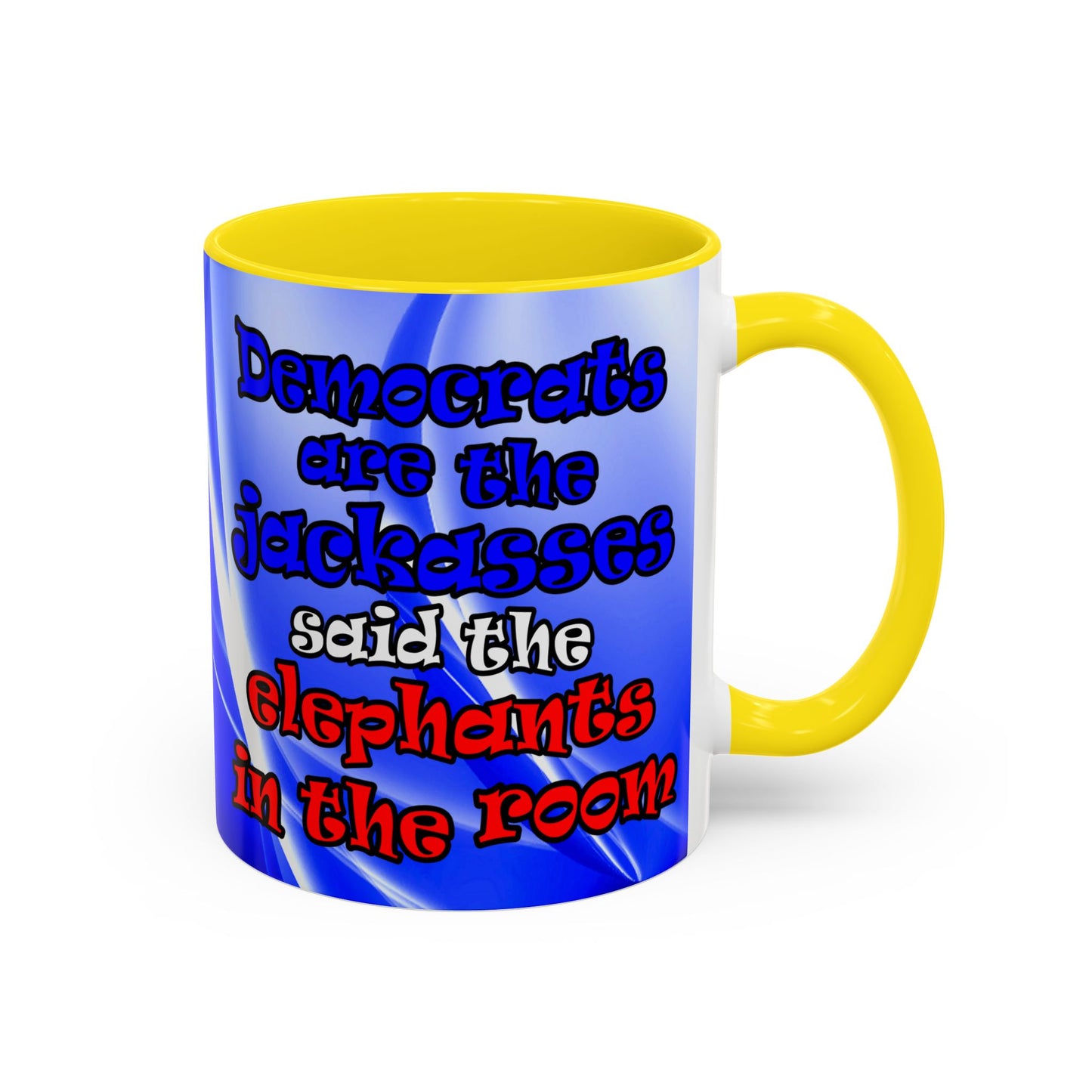 donkeys and elephants - Accent Mug (blue-white wave)