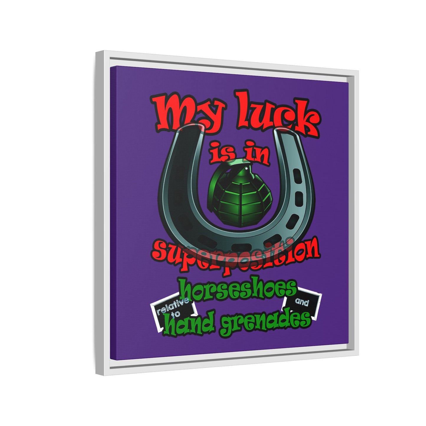 my luck - framed canvas art (purple)
