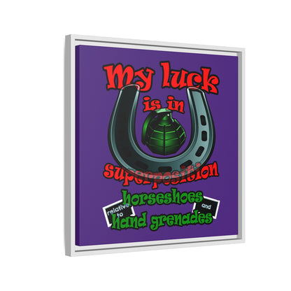 my luck - framed canvas art (purple)