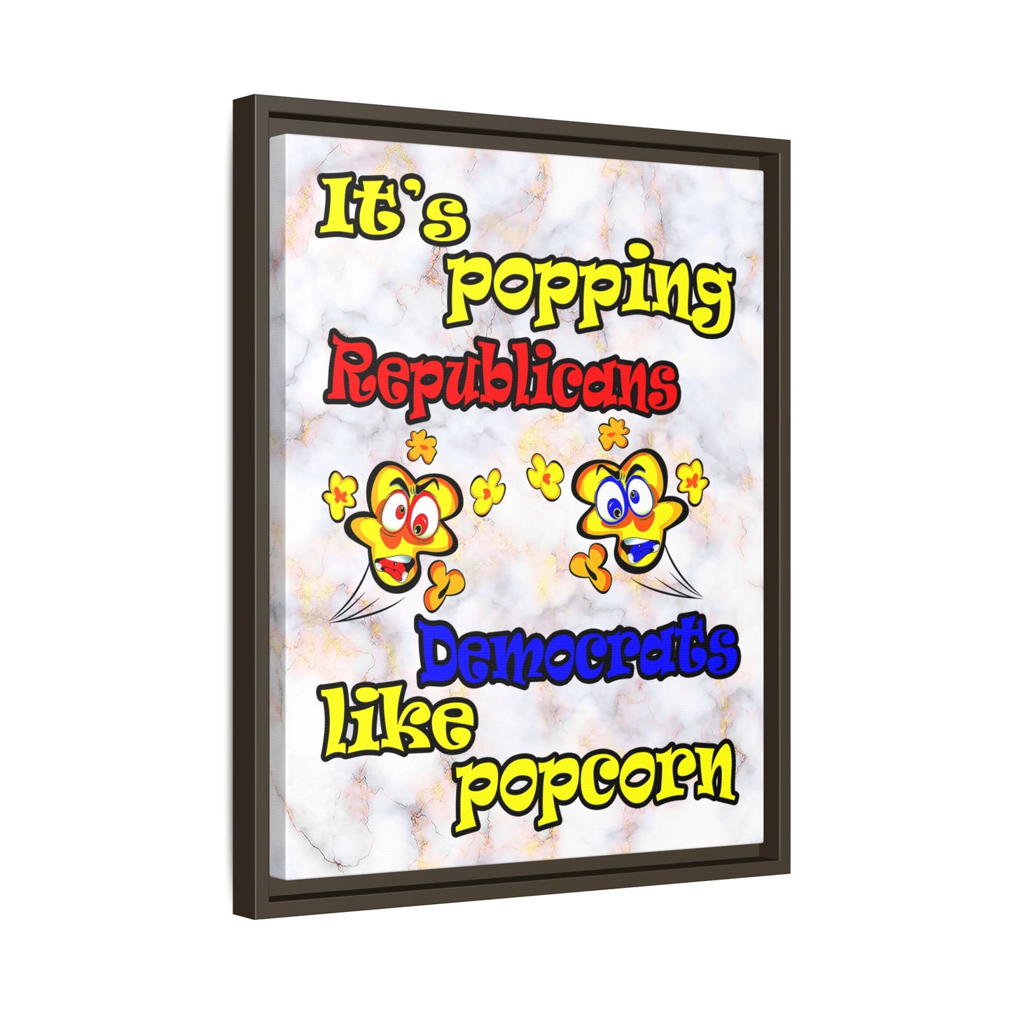 popping like popcorn - framed canvas art (white marble)