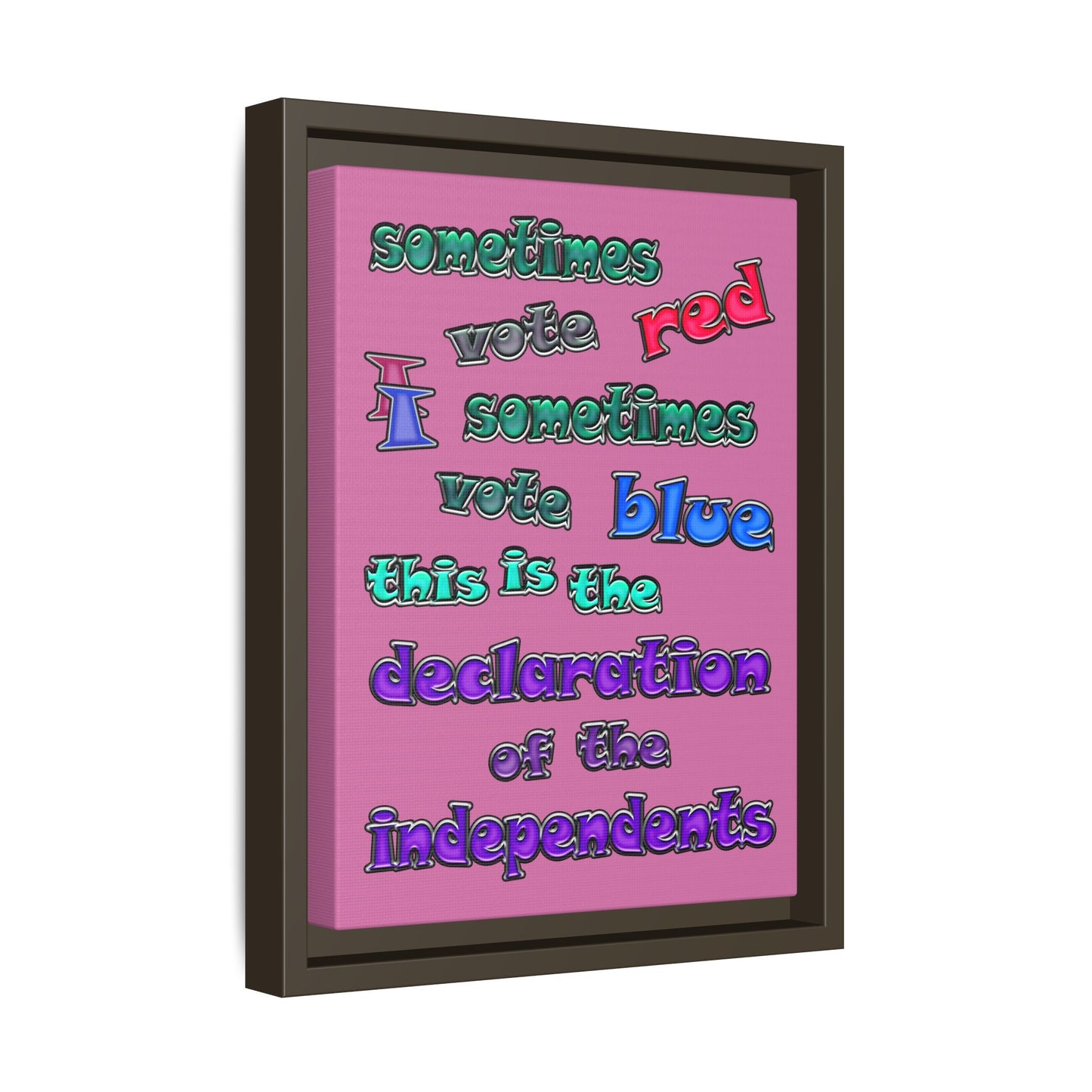 declaration of the independents - framed canvas art (light pink)