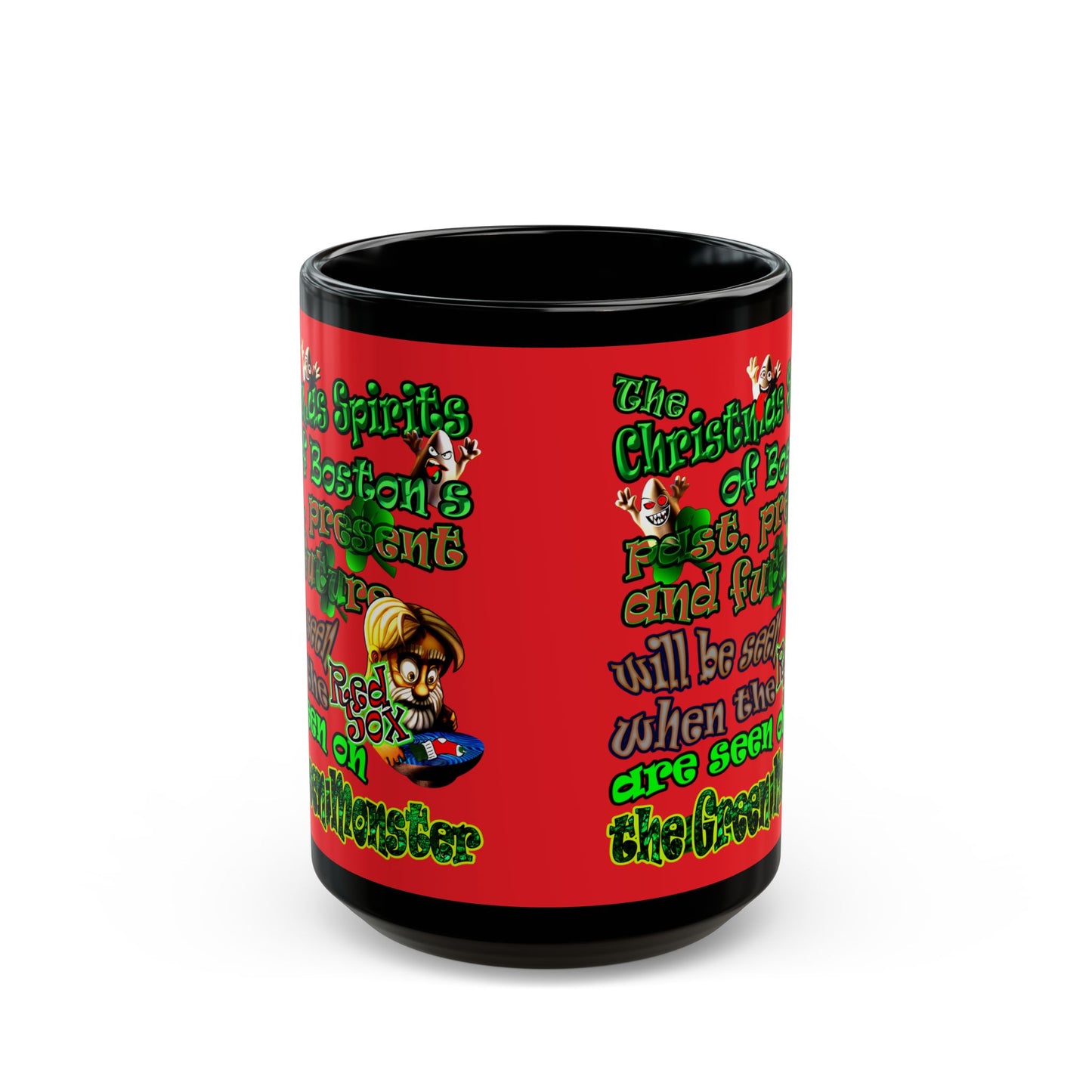 christmas spirits of boston - Black Mug (red)