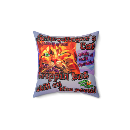 schrodinger's cat - Spun Polyester Square Pillow - (light blue-pink wave)