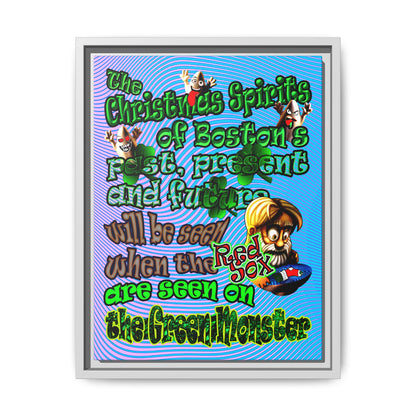 christmas spirits of boston - framed canvas art (light blue-purple wave)