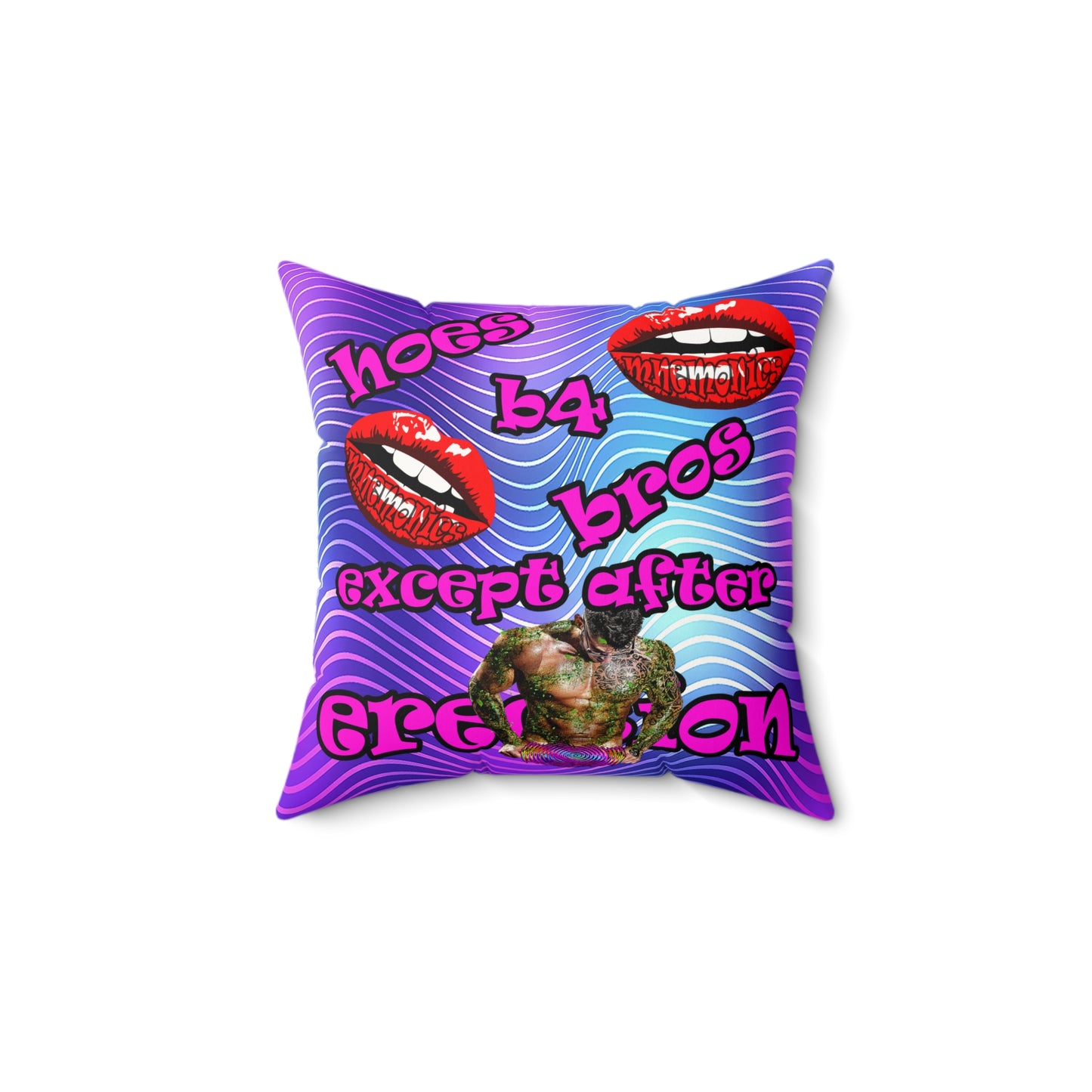 hoes b4 bros - Faux Suede Square Pillow - (purple wave)