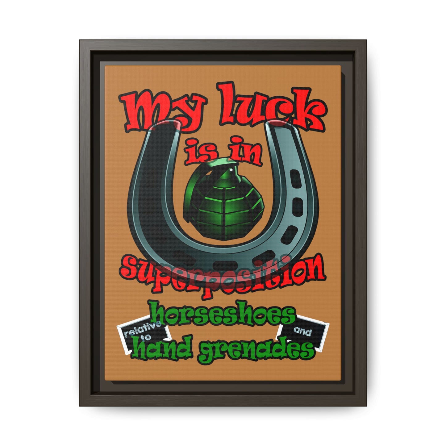 my luck - framed canvas art (light brown)