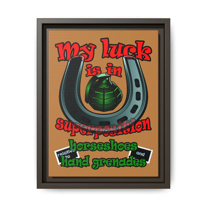 my luck - framed canvas art (light brown)