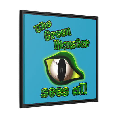 green monster - framed canvas art (turquoise)