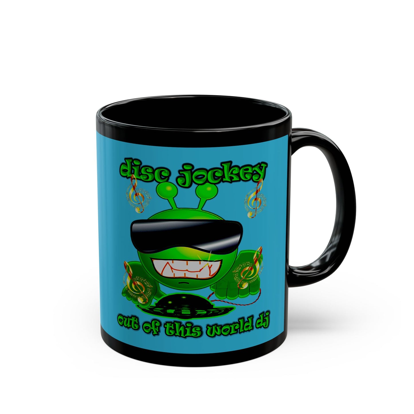 disc jockey - Black Mug (turquoise)