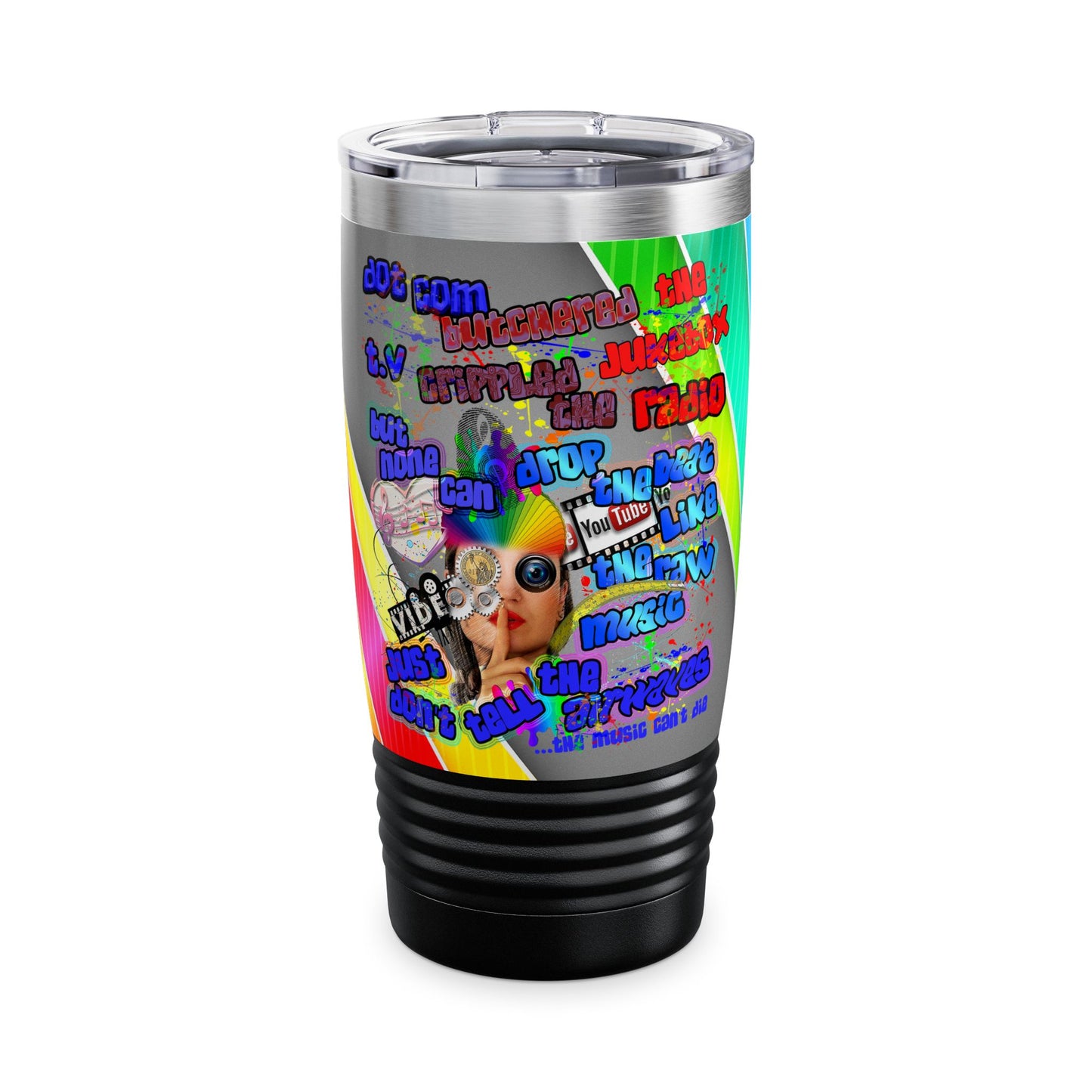 drop the beat - Ringneck Tumbler, 20oz  (rainbow split)